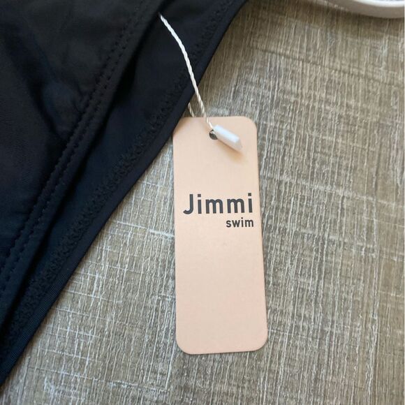 JIMMI SWIM NWT Tuxedo Bikini Set Swim Suit Size L Black White Demi Padded Cheeky - Picture 4 of 16